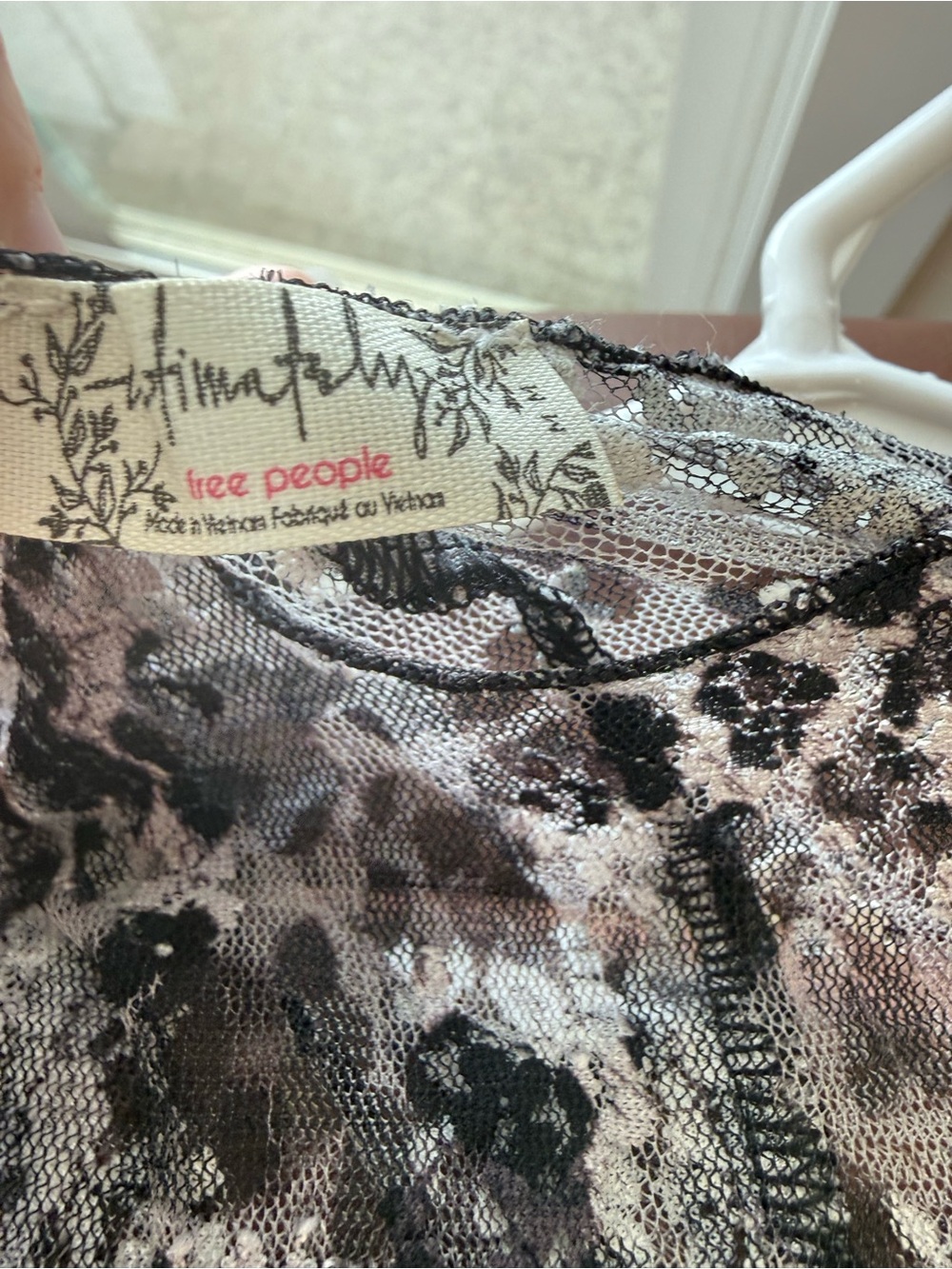 Free People Wild Side Mesh Top- Gray/Black Size M - Picture 3 of 3